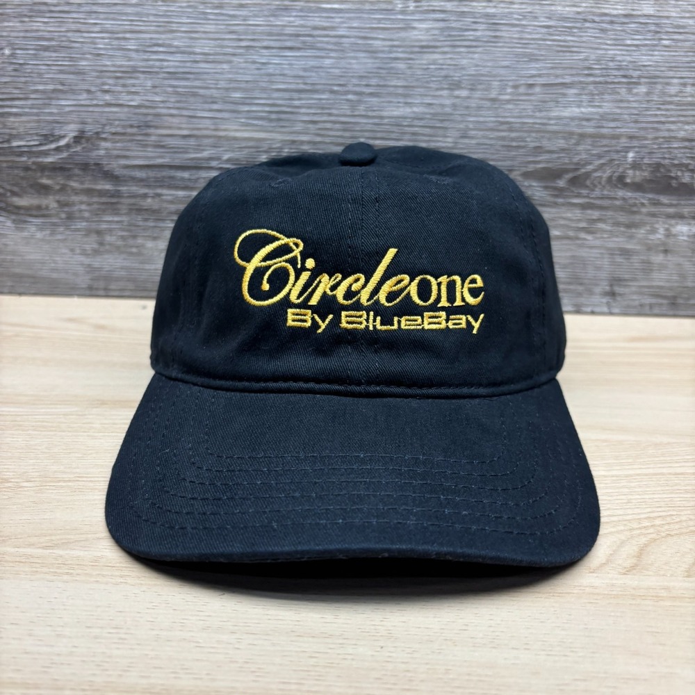 Vintage Circleone Hat Cap Strap Back Black Gold Logo BlueBay Mens